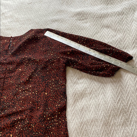 Cure New With Tags Rust Leopard Print Blouse With Sheer Mesh Crochet Neckline - Picture 15 of 15